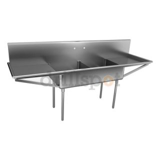 Just Manufacturing NSFB 248 24RL 2 Double Compartment Sink, 99 In L
