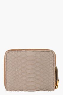 Marni Taupe Textured Python Skin Zip Wallet for women