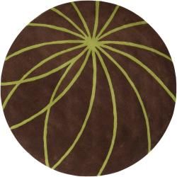Hand tufted Contemporary Brown/Green Mari Wool Abstract Rug (8 Round