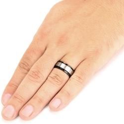 Two tone Stainless Steel Grooved Spinner Ring