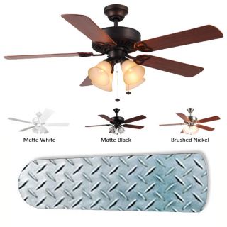 New Image Concepts 4 Lamp Diamond Plate Ceiling Fan
