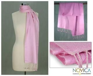 Wool and Silk Blend Pink Perfection Scarf (India)