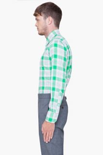 Thom Browne Green Plaid Flannel Shirt for men
