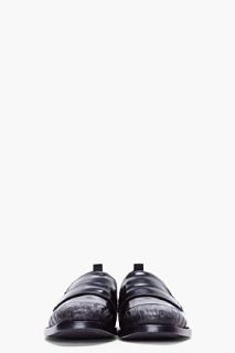 Alexander McQueen Black Leather Feather Loafers for men