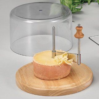 Käsehobel Käseschneide Set aus Holz und Edelstahl mit Käseglocke