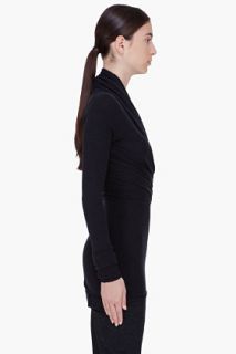 Rick Owens Lilies Long Black Drape Front Shirt for women