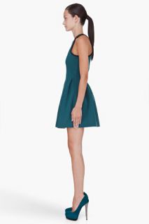 T By Alexander Wang Green Pleated Neoprene Dress for women