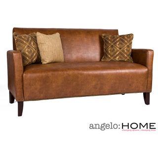 angeloHOME Sutton Saddle Brown Renu Leather Sofa