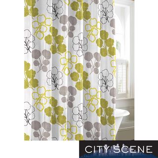 City Scene Pressed Flower Cotton Shower Curtain
