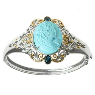 Michael Valitutti Two tone Turquoise Cameo, Blue Topaz and Sapphire