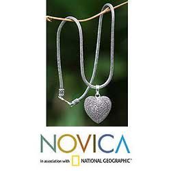 Sterling Silver Hypnotic Heart Necklace (Indonesia)