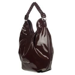 Salvatore Ferragamo Burgundy Patent Leather Hobo Bag