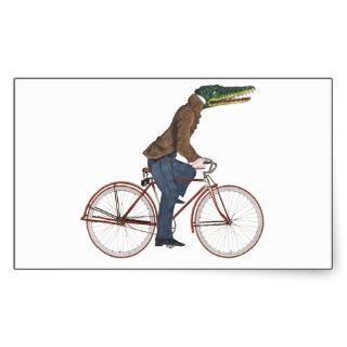Vintages Fahrrad   radfahrenalligator/Krokodil Rechteckige Sticker von
